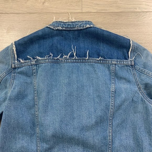 Madewell Distressed Collarless Denim Jacket Thunder Cloud - Picture 8 of 12